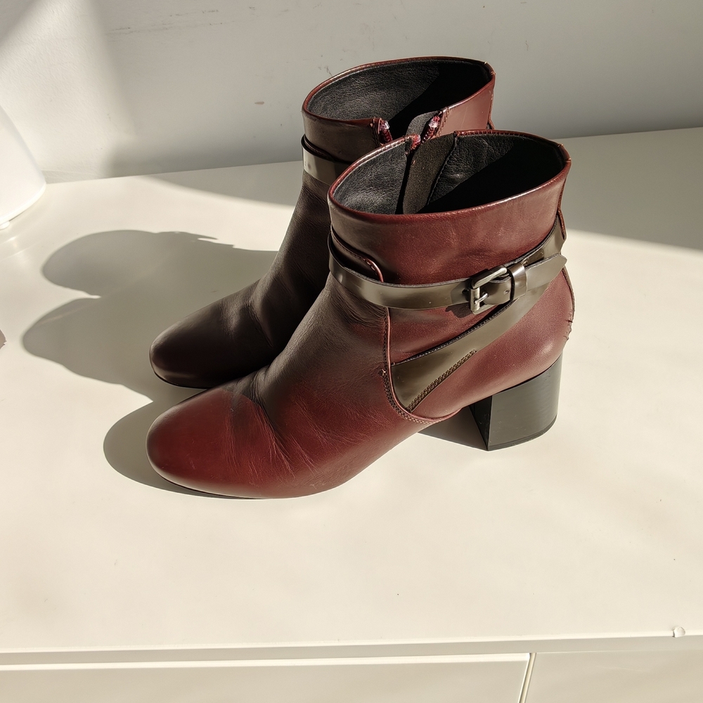 Geox Elegant Marron Leather Ankle Boots - Picture 3 of 8
